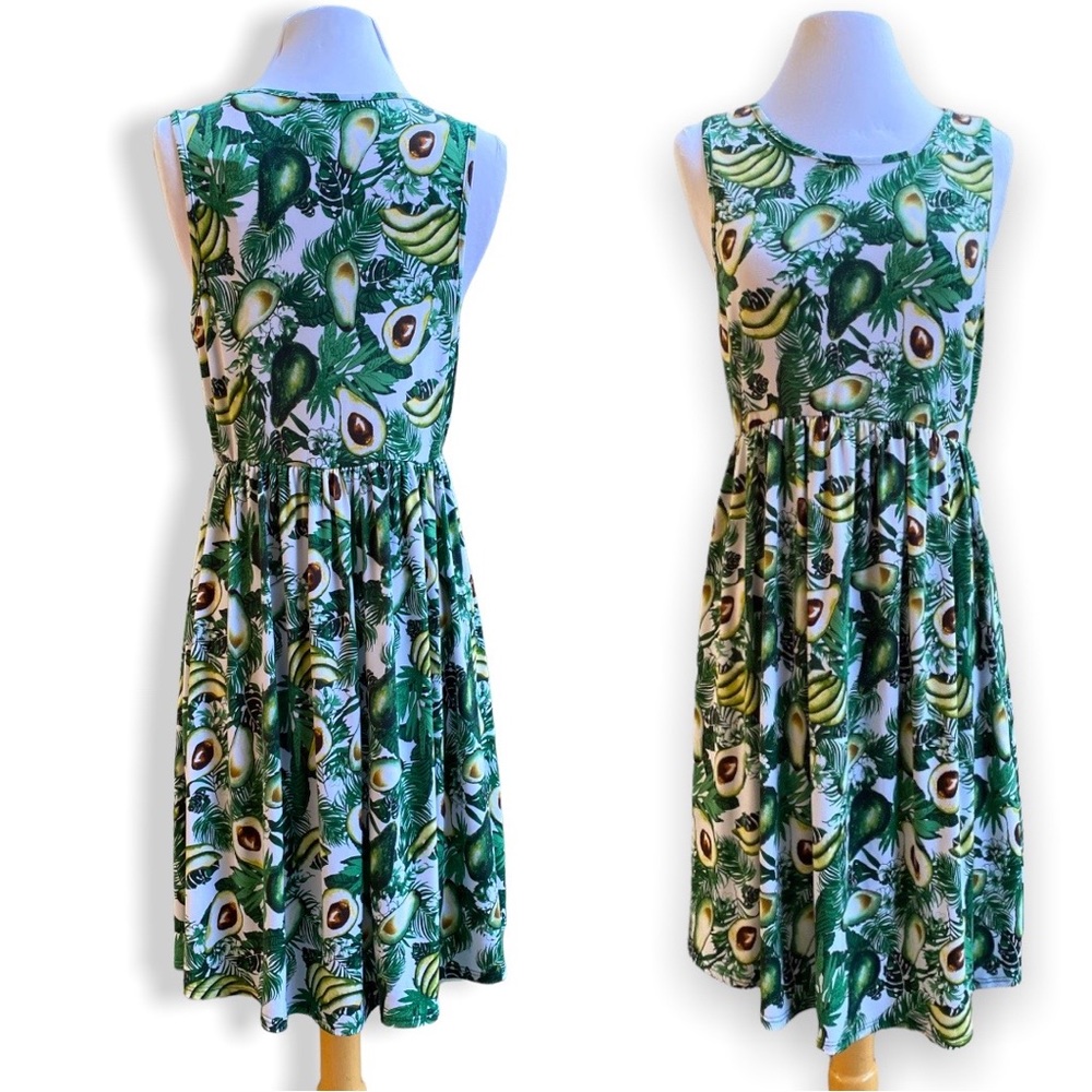 Bouncy Avocado Stretchy Spandex Dress MEDIUM Drop Waist Sleeveless Maternity